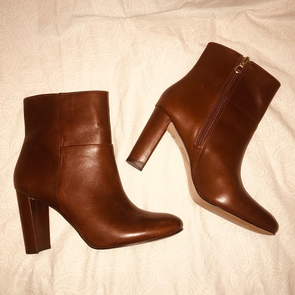Ann Taylor Talulah Cognac Leather Booties EUC - Picture 3 of 8